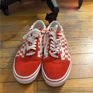 Vans Red and White Checkerboard Low-Top Sneakers